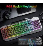 AULA Keyboard, T102 – Clavier Gaming 104 touches + Souris – Combo avec rétro-éclairage RGB, pavé numérique, panneau tout en métal, clavier lumineux étanche pour PC, connexion USB filaire, compatible Windows XP/7/8/10, idéal pour gamer PC. – Image 2