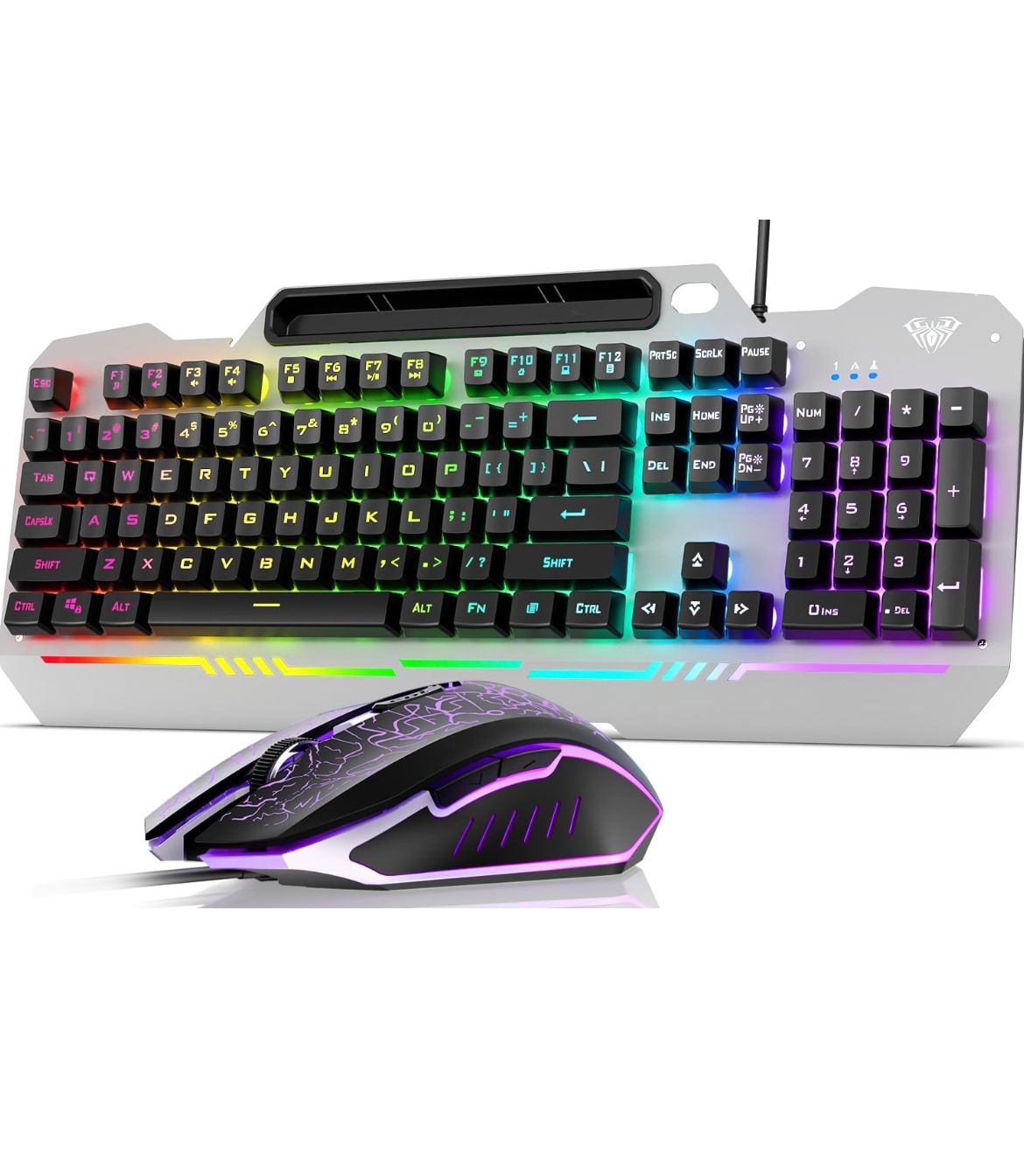 WhatsApp Image 2025-11-26 at 13.11.50 AULA Keyboard, T102 – Clavier Gaming 104 touches + Souris – Combo avec rétro-éclairage RGB, pavé numérique, panneau tout en métal, clavier lumineux étanche pour PC, connexion USB filaire, compatible Windows XP/7/8/10, idéal pour gamer PC. – Image 1