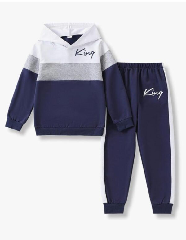 Kids Boys Clothes Color Blocking Hoodie Sweatshirts and Pant 2Pcs Fall Outfits Set Size 5-10